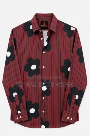 Men's Full Sleeve Striped Floral Print Casual Shirt,, Sohag Elite Wear