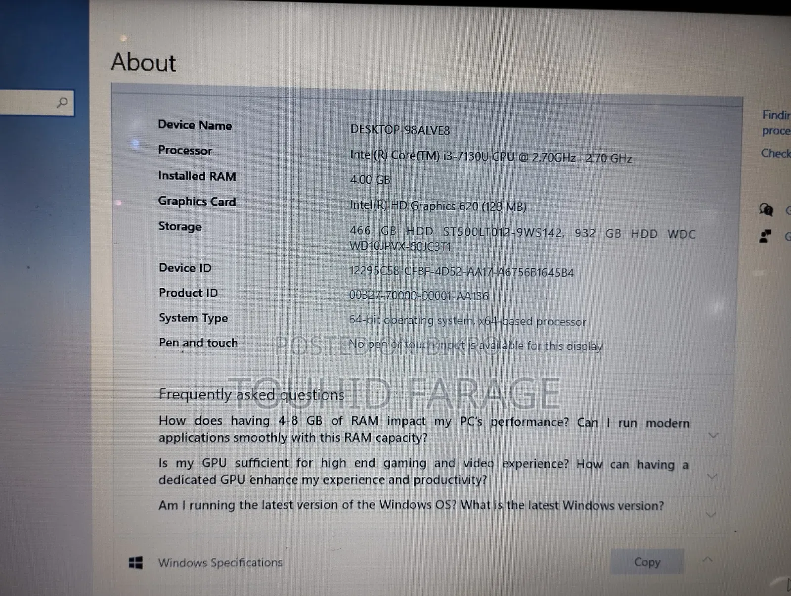 Laptop HP 15 4GB Intel Core i3 SSHD+SSD 1T