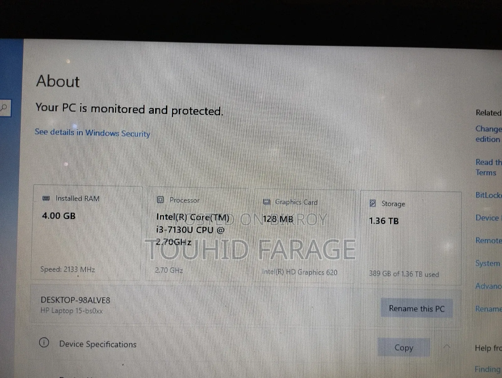 Laptop HP 15 4GB Intel Core i3 SSHD+SSD 1T