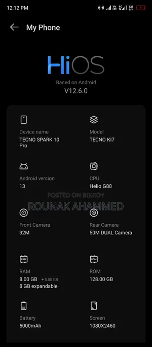 Tecno Spark 10 Pro 128 GB White