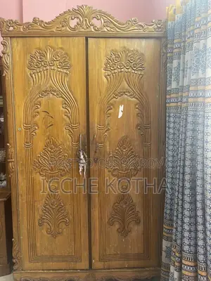Teak wood carved bed and wardrobe for sale