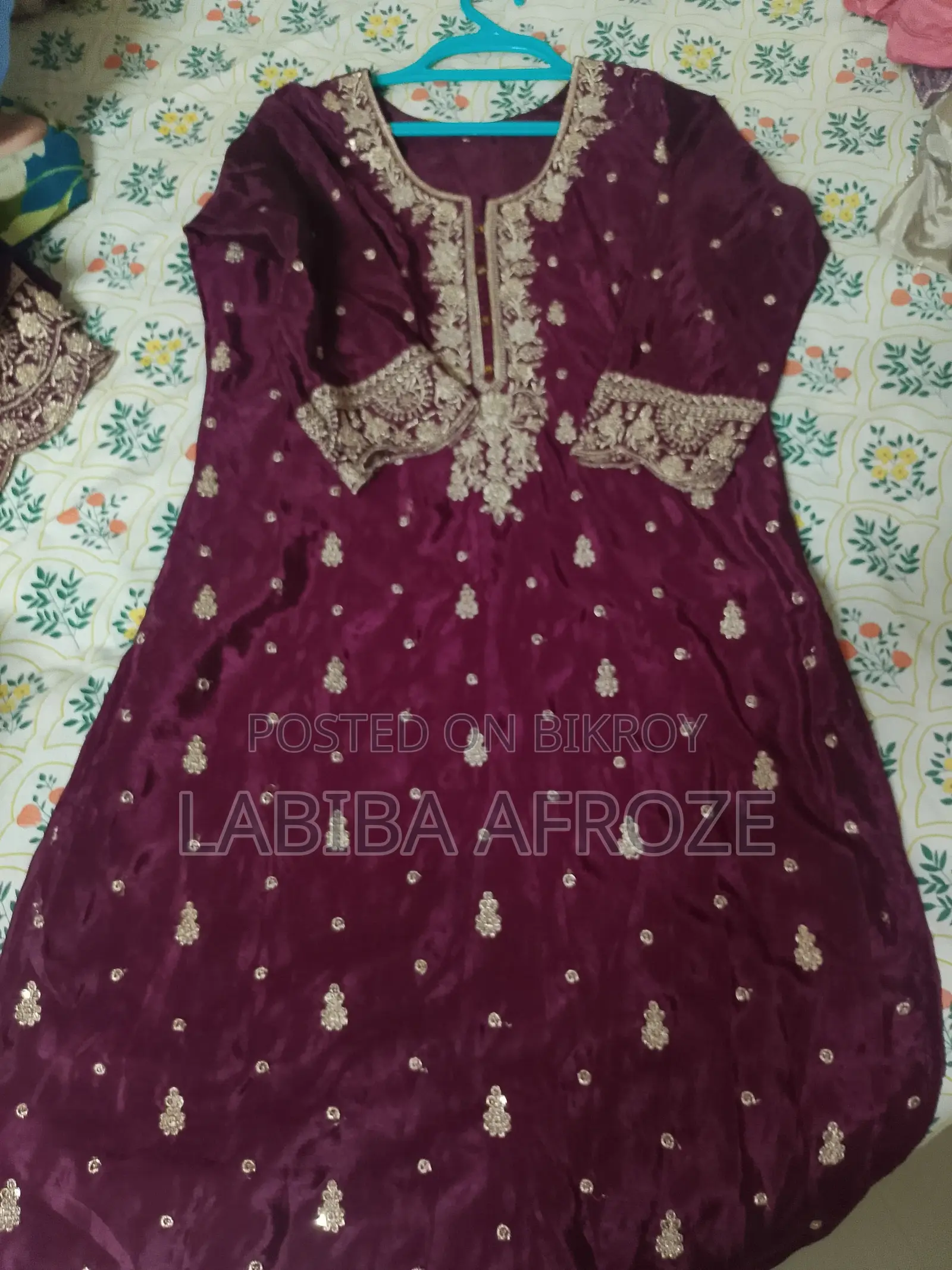 Plum Purple Pakistani Party Wear 2-Piece Dress With Dupatta