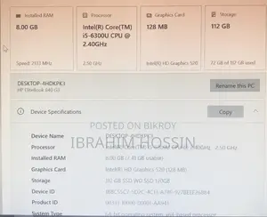 Laptop HP EliteBook 840 G3 8GB Intel Core i5 SSD 256GB