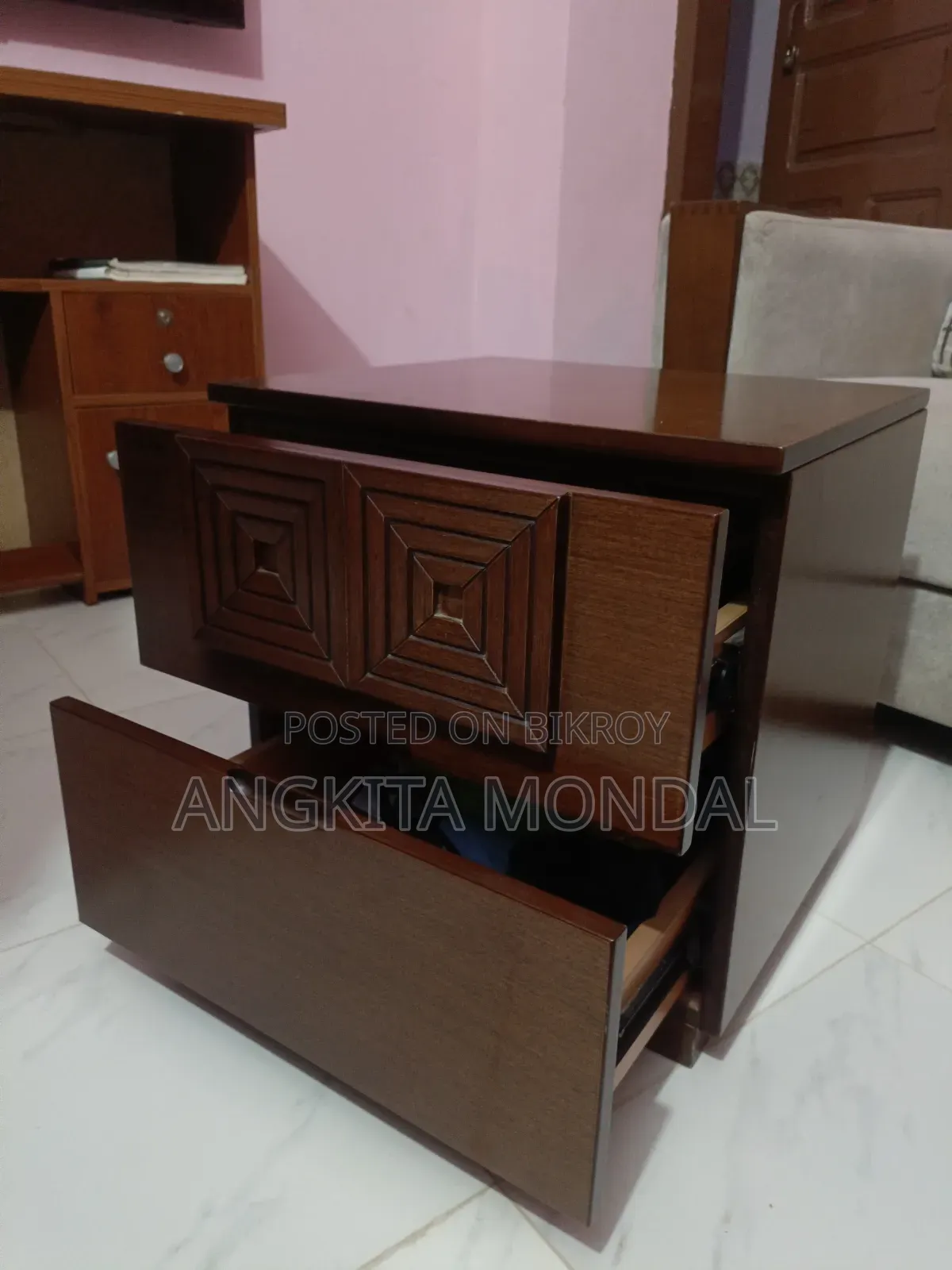 HATIL Wooden Side Table With Drawer
