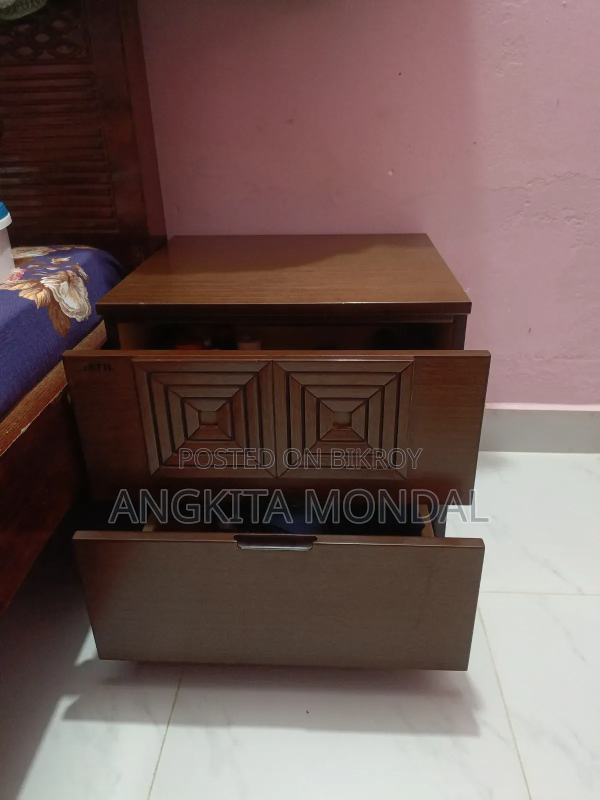 HATIL Wooden Side Table With Drawer