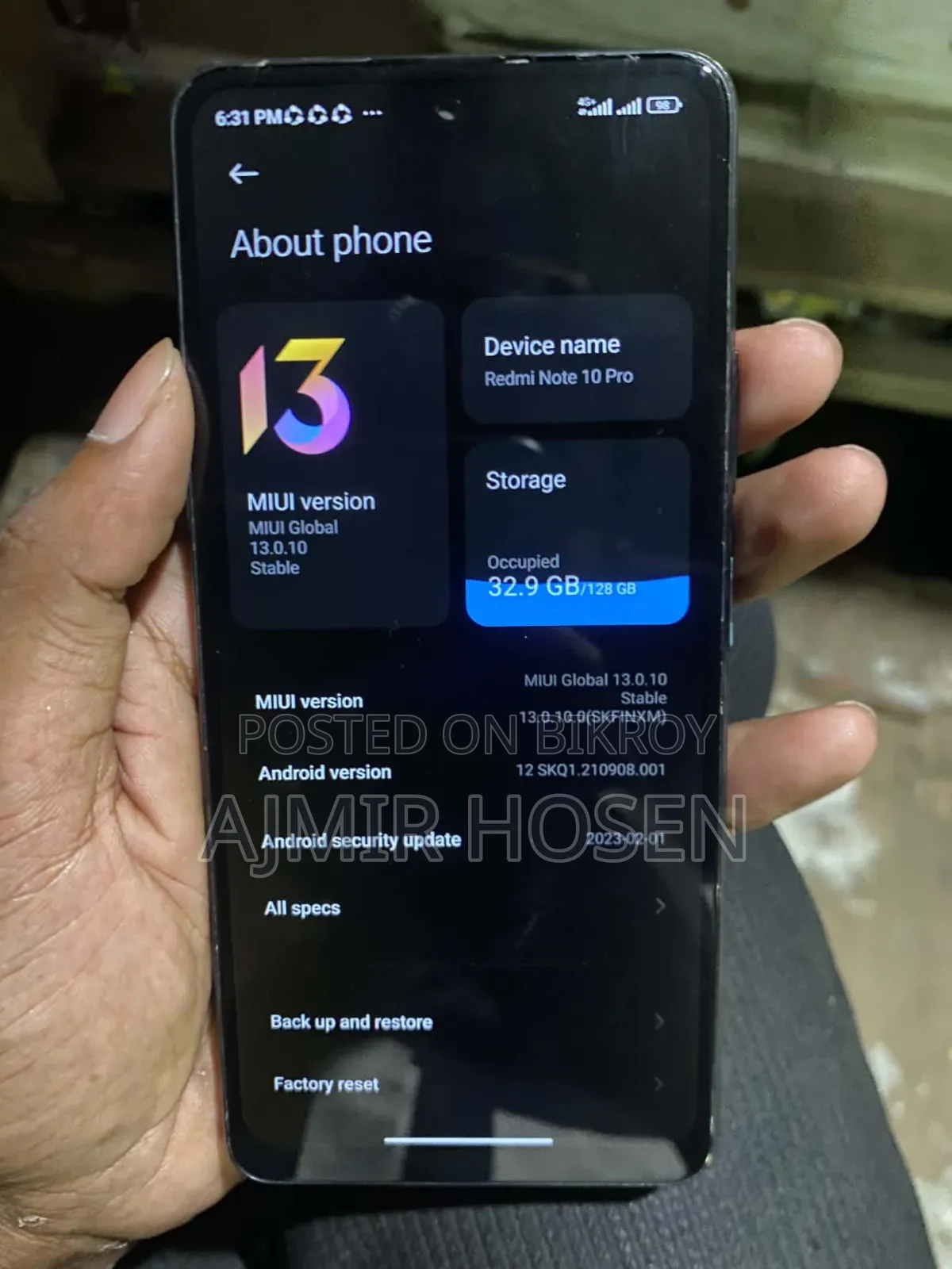 শাওমি রেডমি নোট ১০ প্রো ১২৮ জিবি কালো