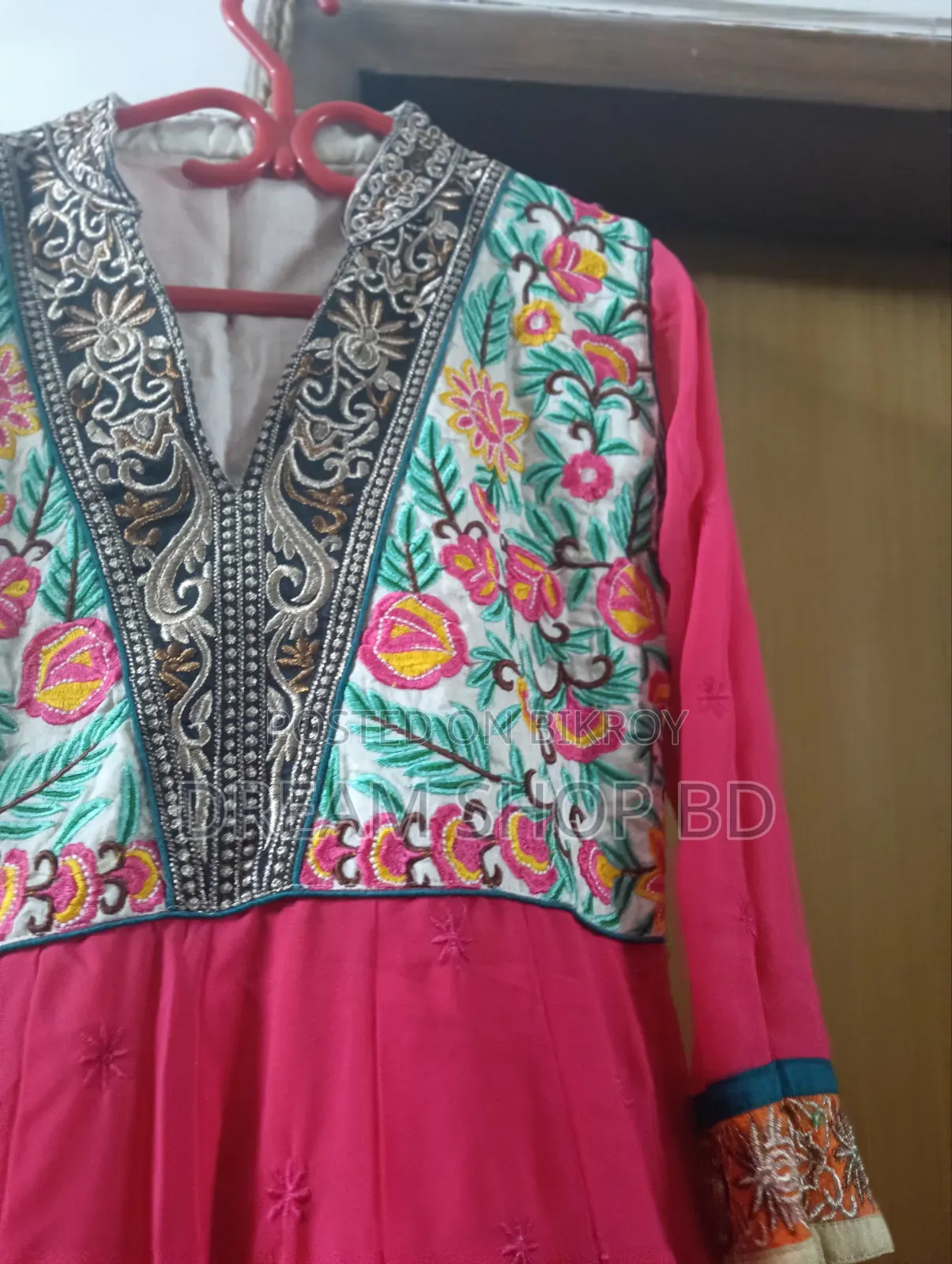 Elegant Georgette, Katan Floor Touch All-Over Embroidery Gown
