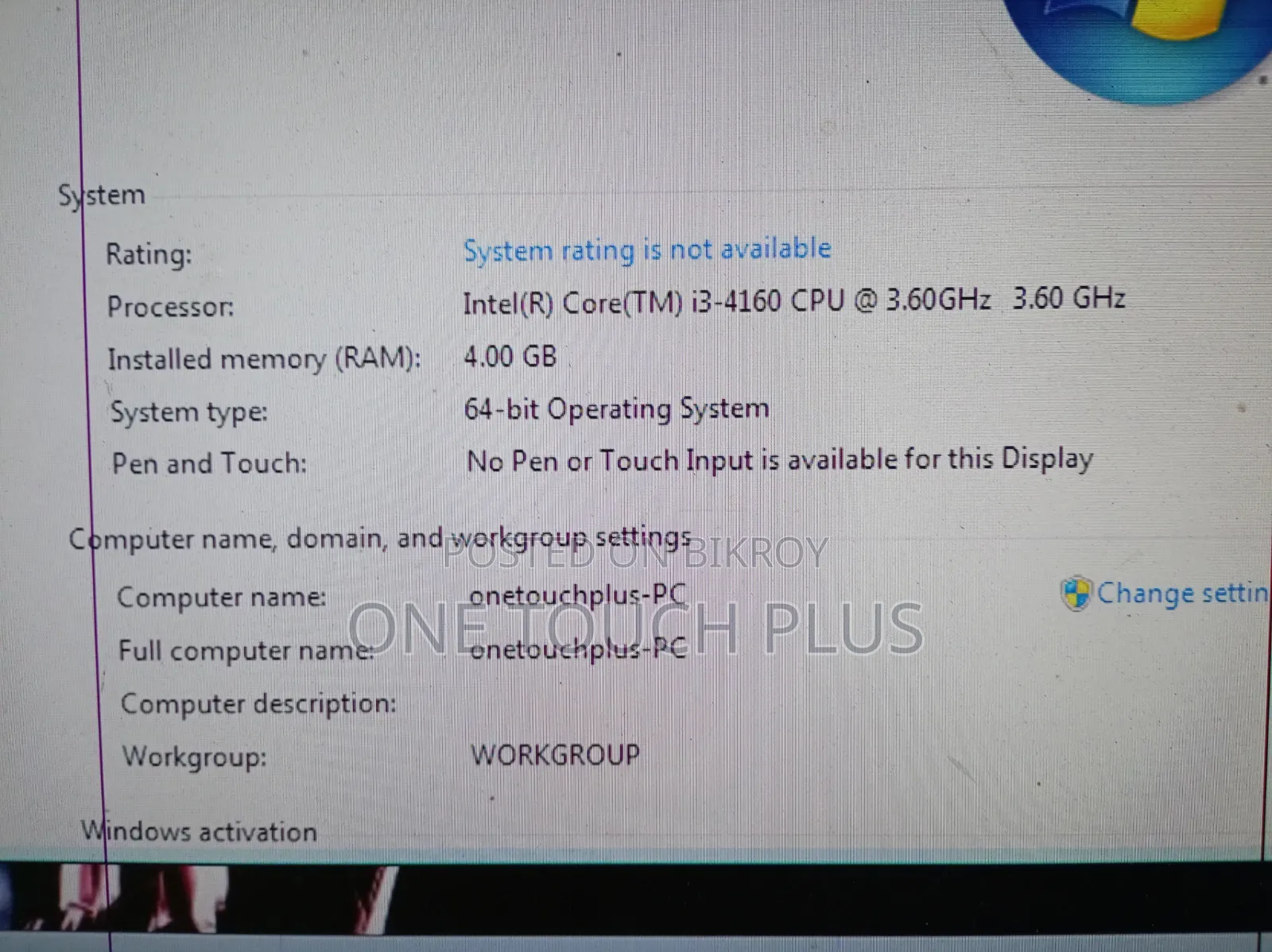 Desktop Computer 4GB Intel Core i3 HDD 500GB