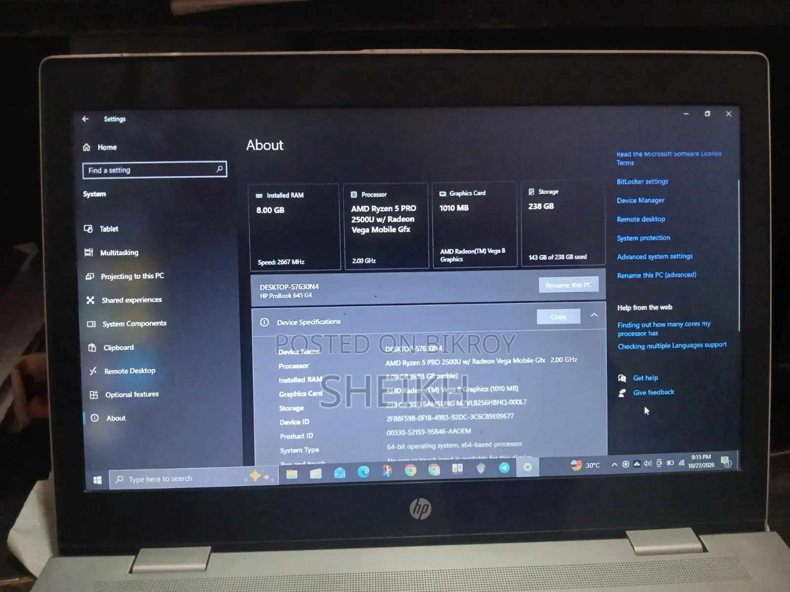 Laptop HP ProBook 645 G4 8GB AMD Ryzen 5 SSD 256GB