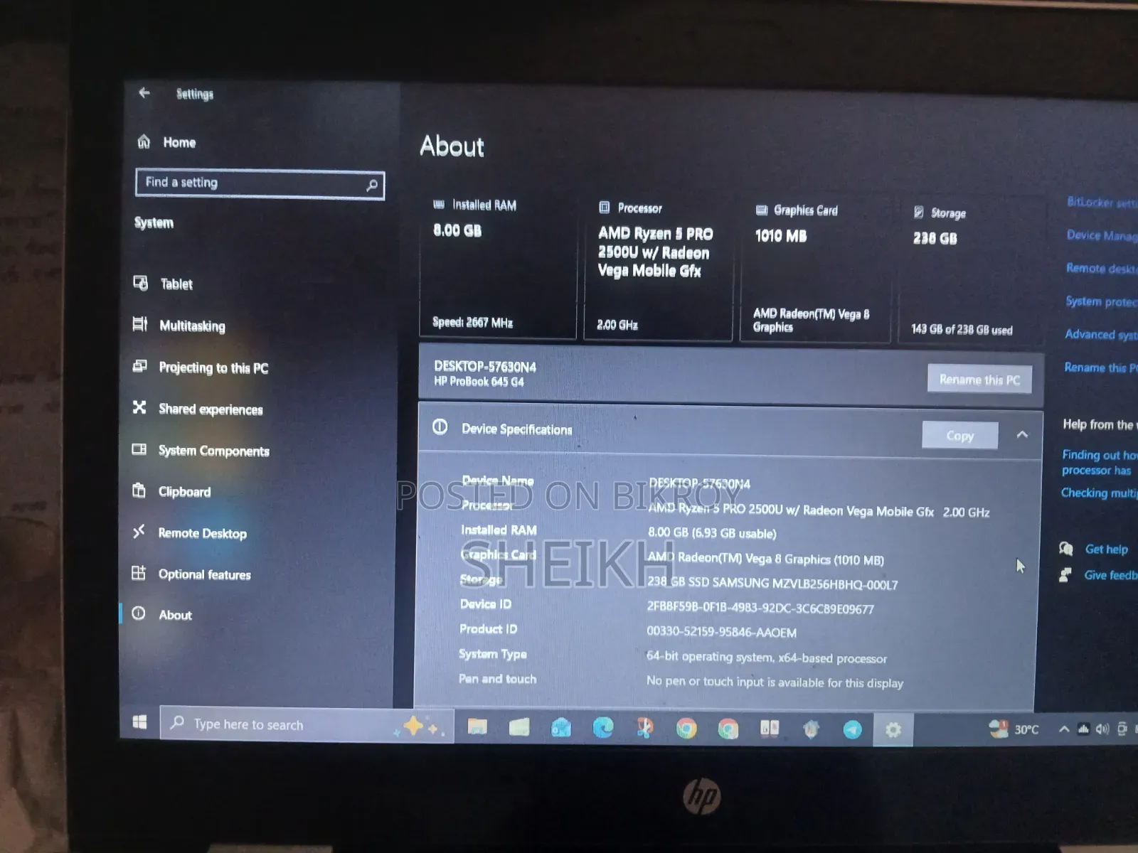Laptop HP ProBook 645 G4 8GB AMD Ryzen 5 SSD 256GB