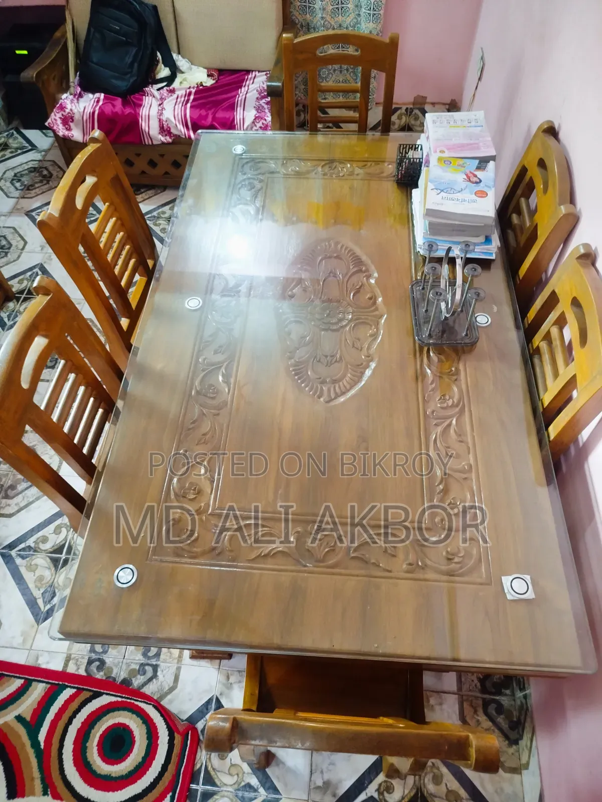 সেগুন কাঠের ডাইনিং টেবিল