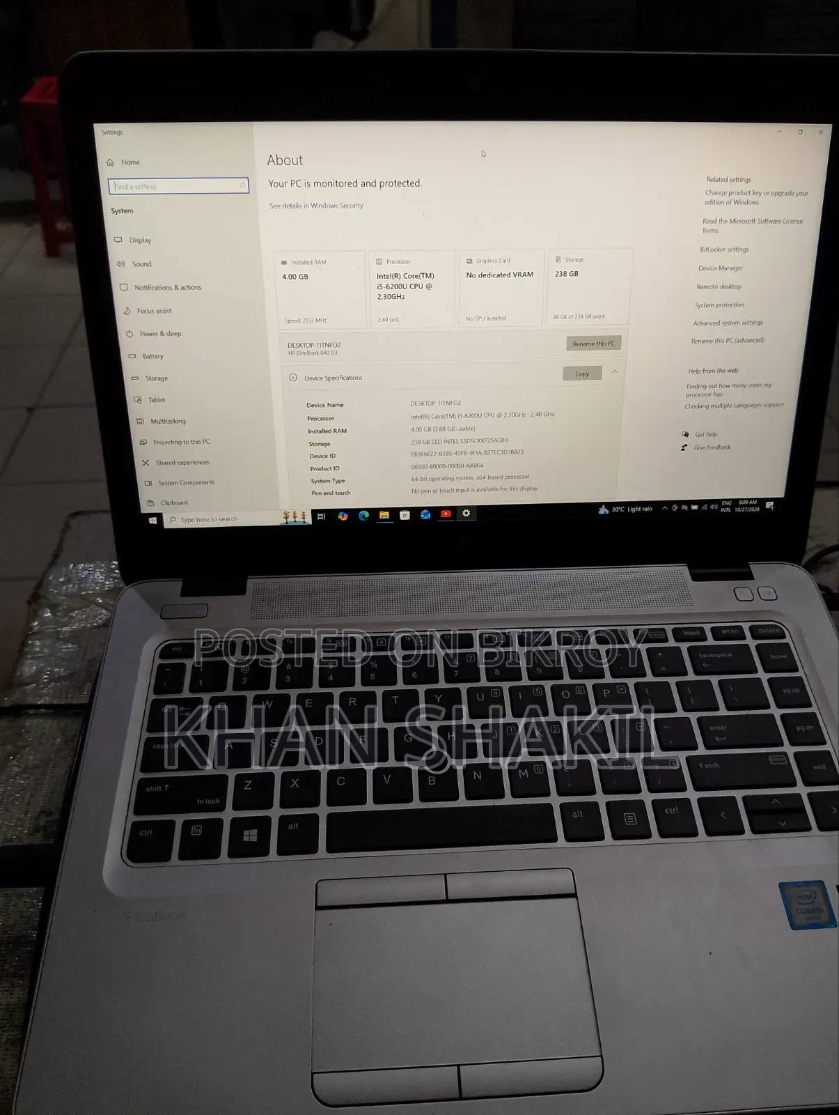 Laptop HP EliteBook 840 G3 4GB Intel Core i5 SSD 256GB