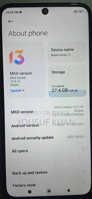 শাওমি রেডমি নোট ১১ ১২৮ জিবি ব্ল্যাক