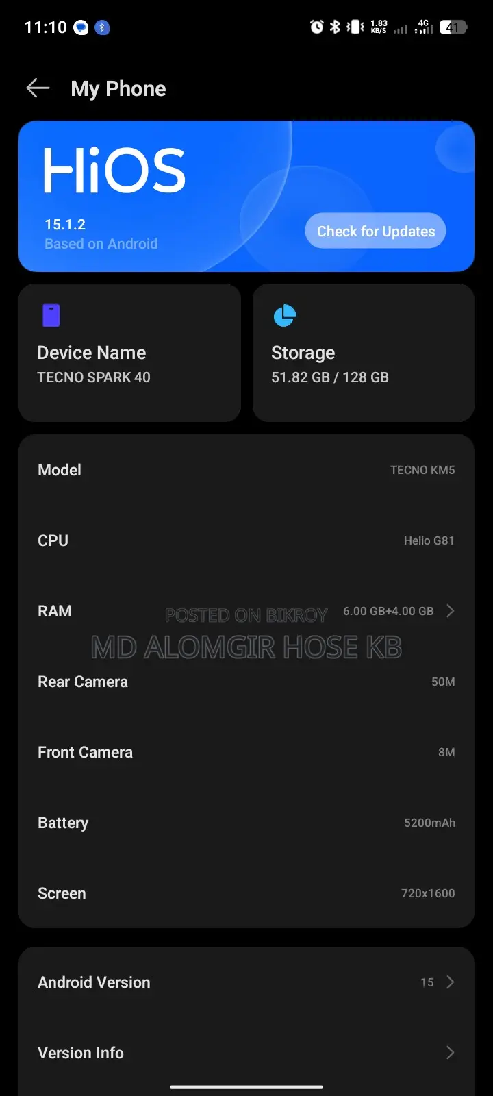 Tecno Spark 40 128 GB Black