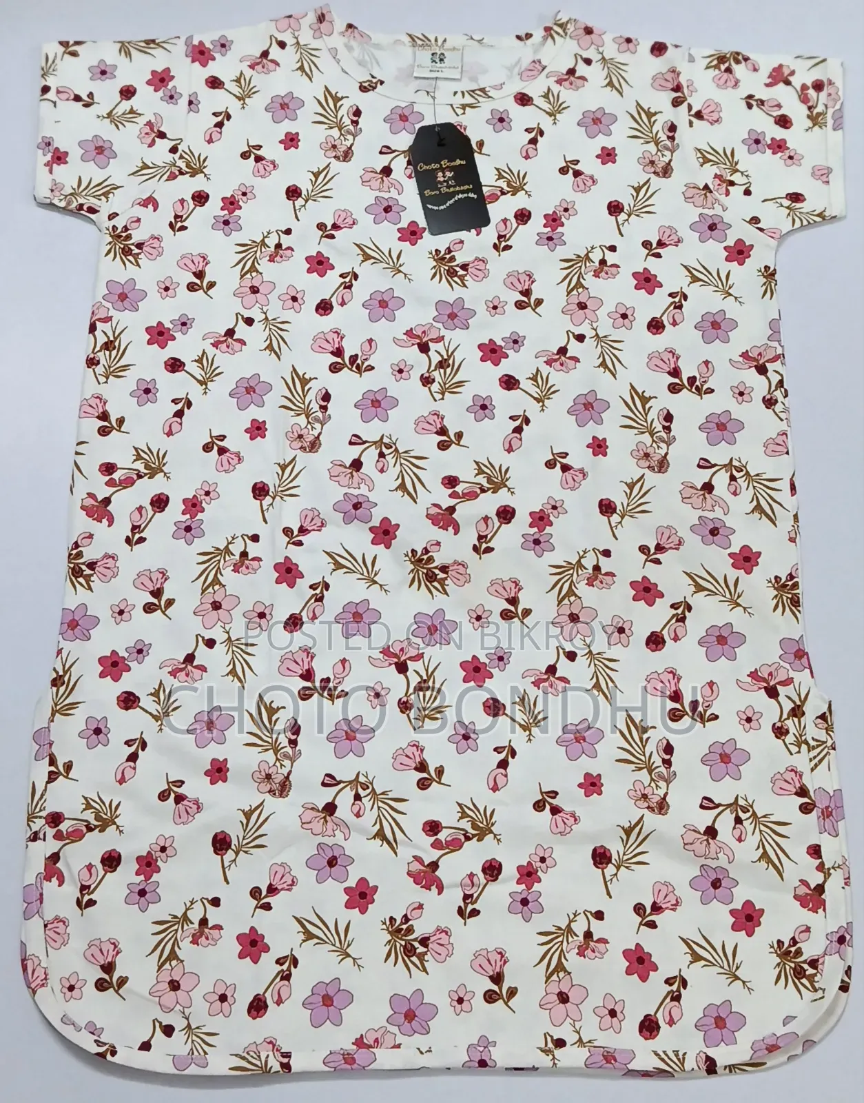 ছোট বন্ধু বড় ভালোবাসা - ফ্লোরাল কটন লং টি-শার্ট Size S M L XL