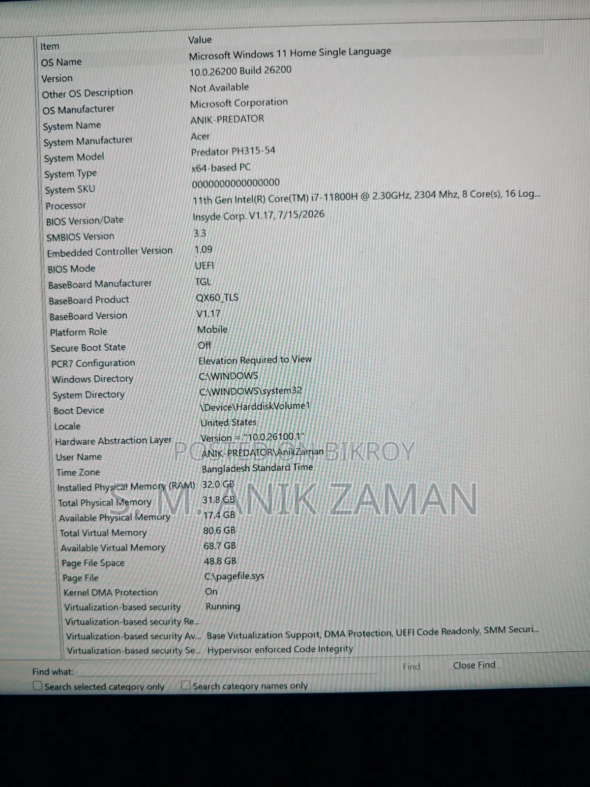 Laptop Acer Predator Helios 300 32GB Intel Core i7 SSHD+SSD 1.5T