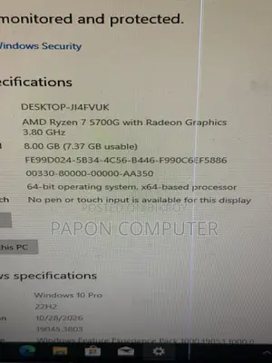 Desktop Computer 8GB AMD Ryzen 7 SSD 256GB