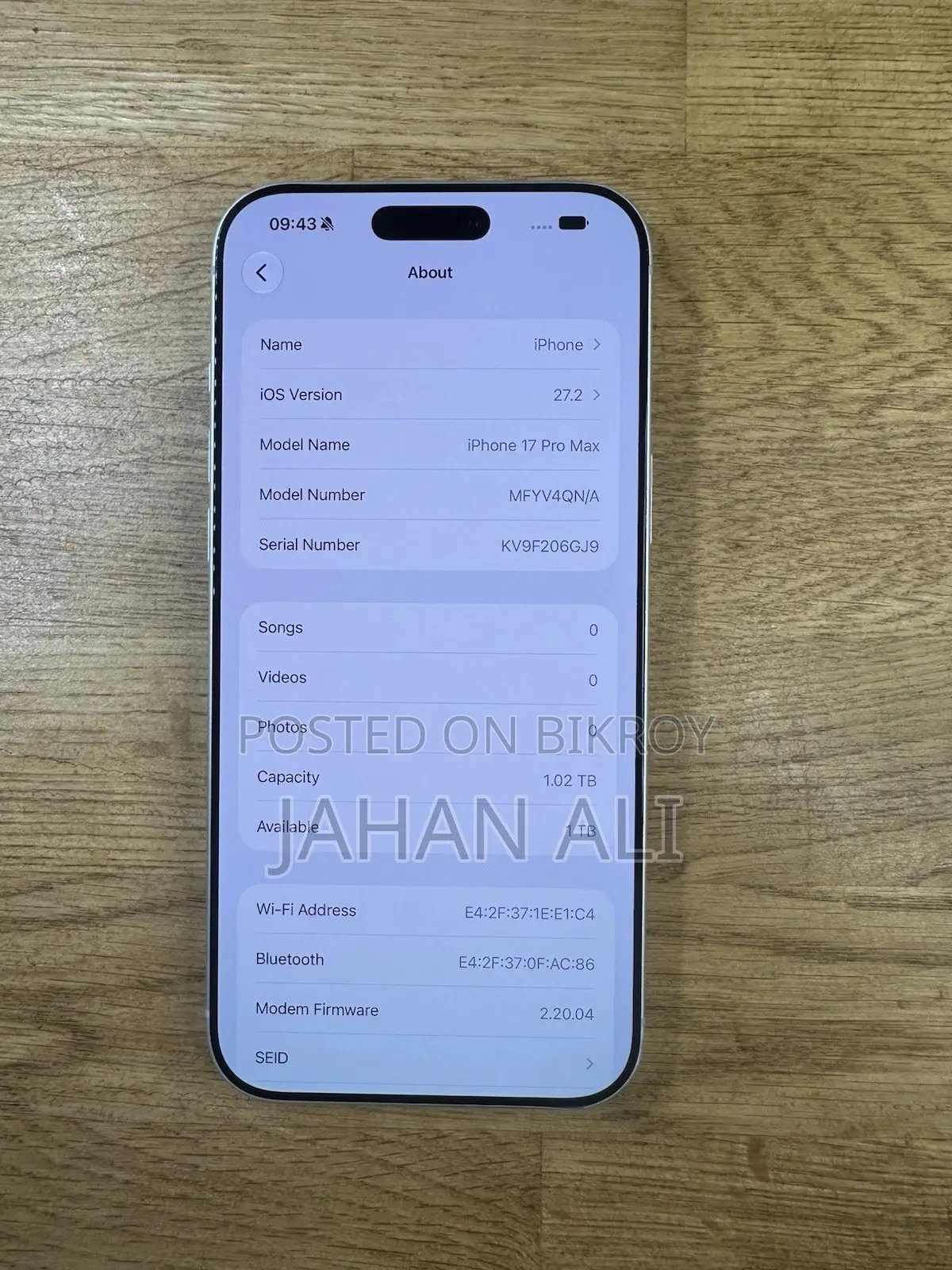 অ্যাপল আইফোন ১৮ প্রো ম্যাক্স ১ টিবি সিলভার