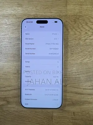 অ্যাপল আইফোন ১৮ প্রো ম্যাক্স ১ টিবি সিলভার
