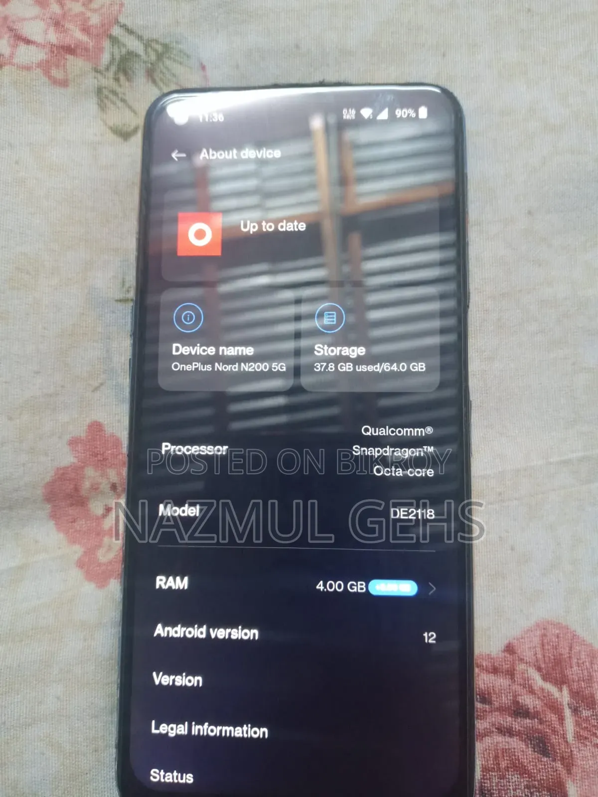ওয়ানপ্লাস নর্ড এন২০০ ৫জি ৬৪ জিবি কালো