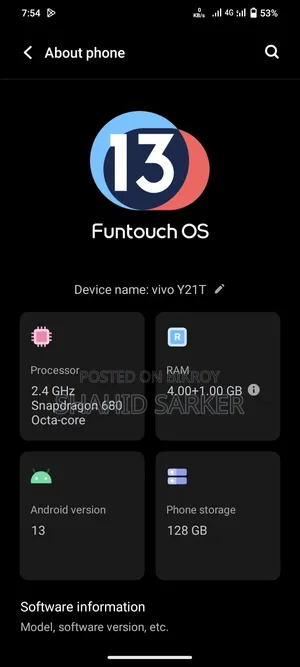 Vivo Y21t ১২৮ জিবি ব্লু