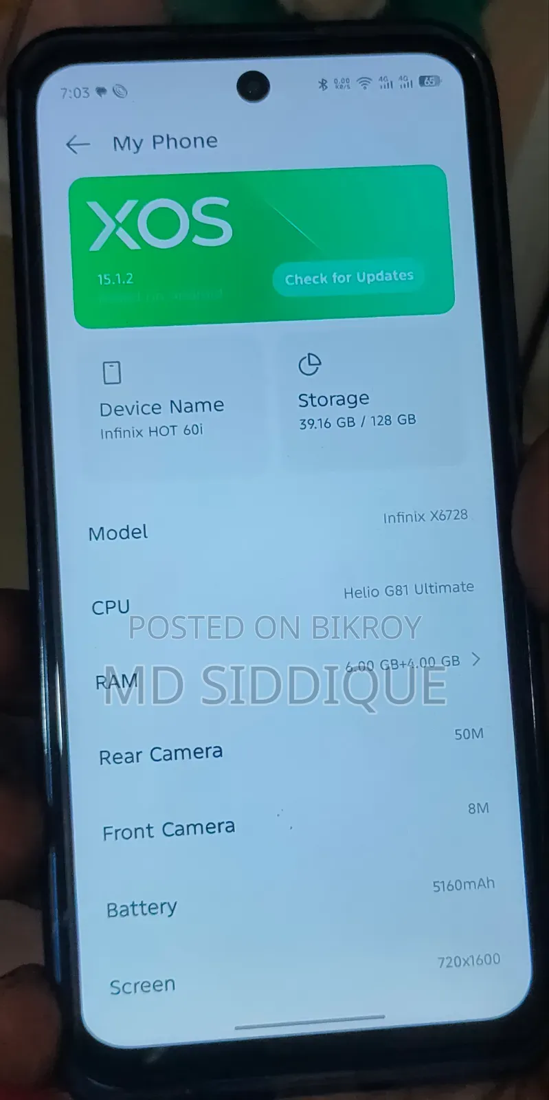 Infinix Hot 60i 128 GB Blue