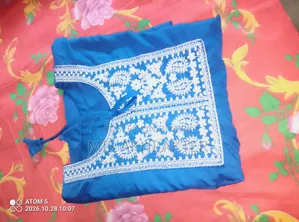 নীল রঙের এমব্রয়ডারি টপস + পায়জামা সেট - ১ বার পরা, একদম নতুনের মতো