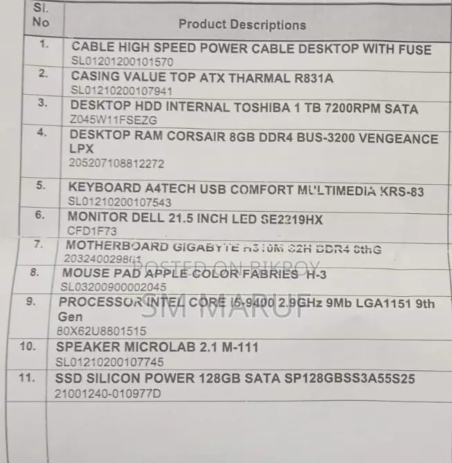 Desktop Computer 8GB Intel Core i5 HDD 1TB