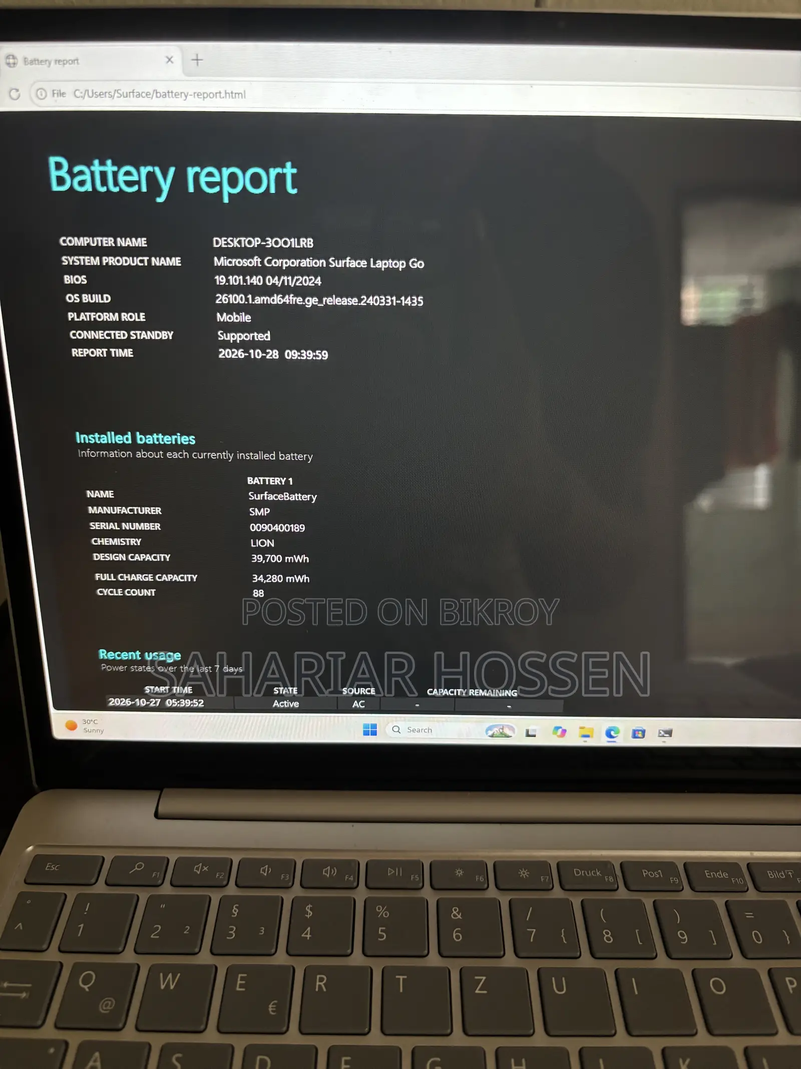 Laptop Microsoft Surface Go 8GB Intel Core i5 SSD 256GB