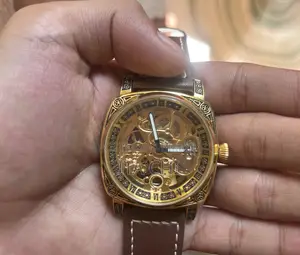 Men Automatic Retro Style Mechanical Watches Skeleton Carve Waterproof