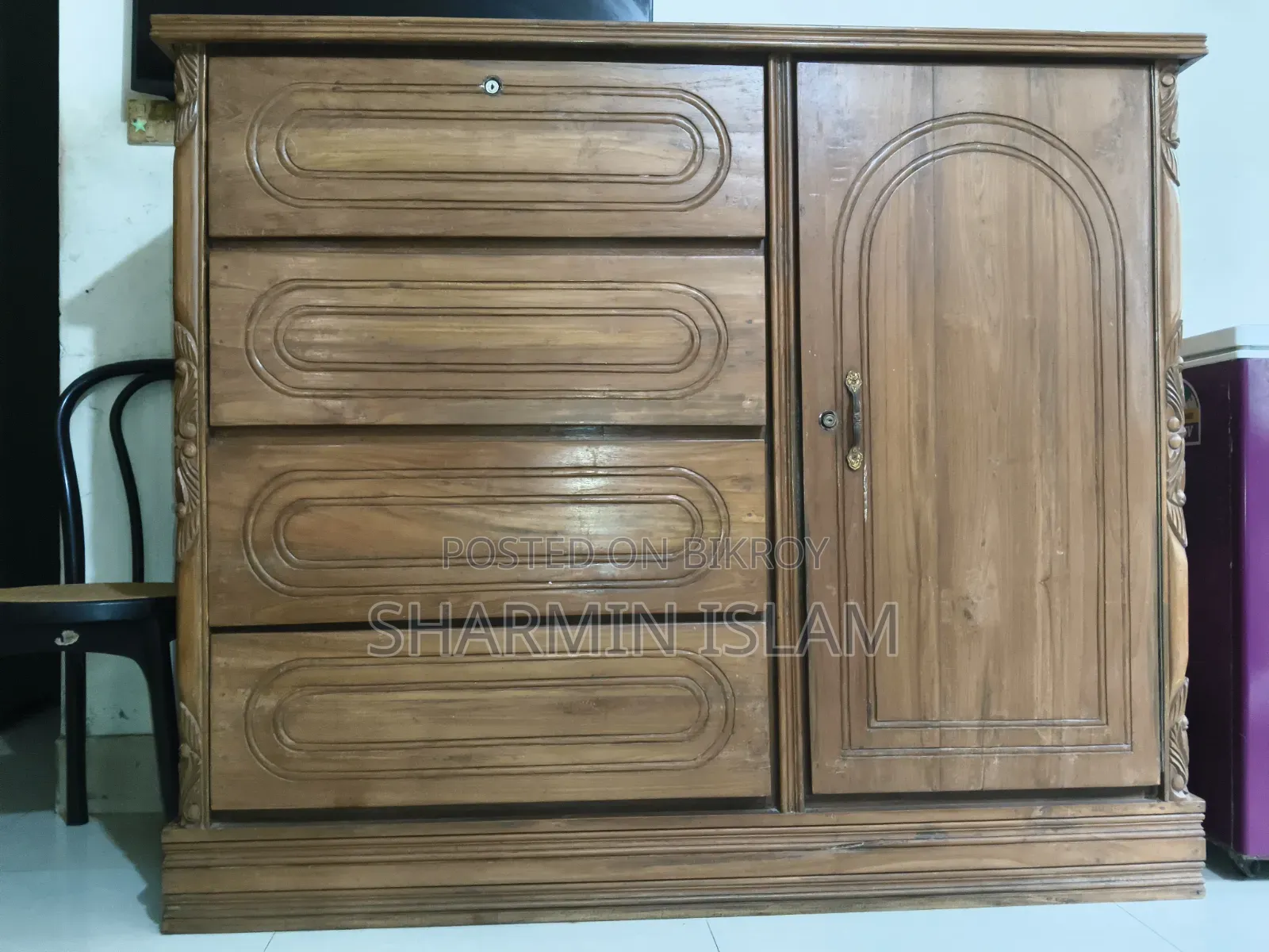 সেগুন কাঠের ড্রয়ার ওয়ার্ডরোব