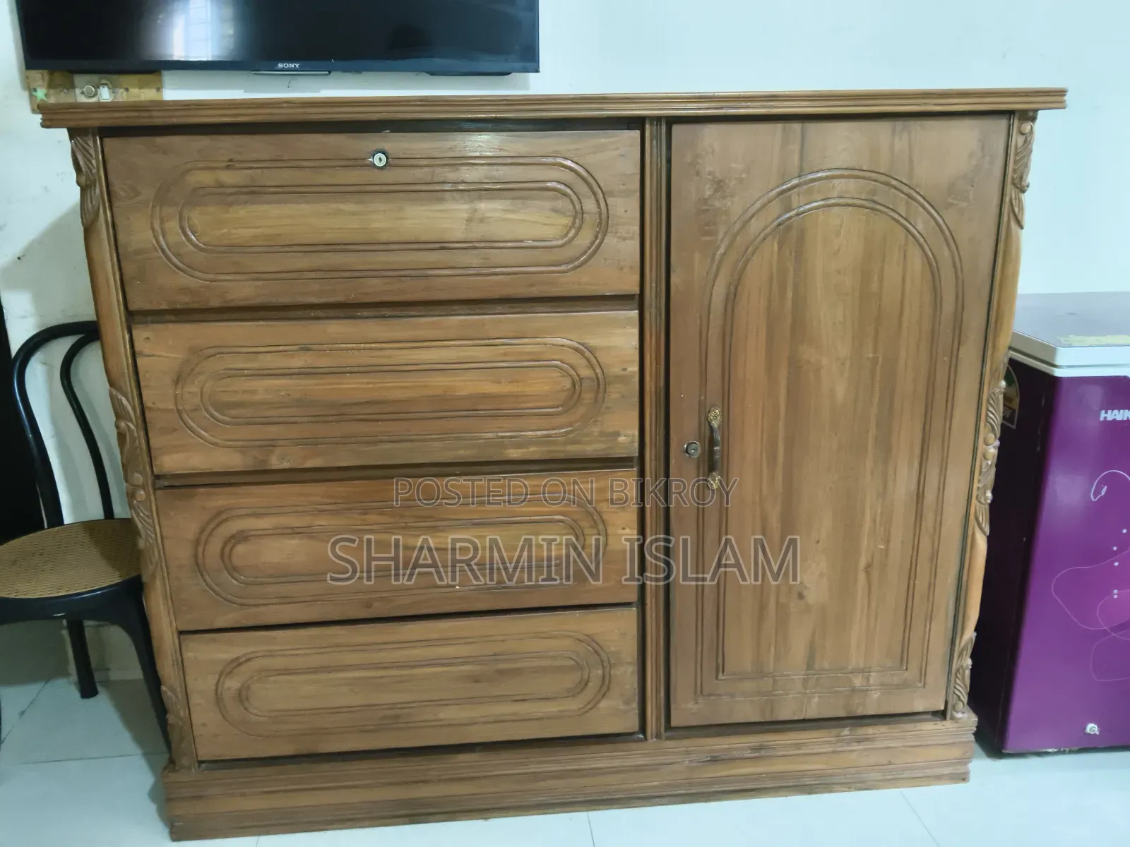 সেগুন কাঠের ড্রয়ার ওয়ার্ডরোব