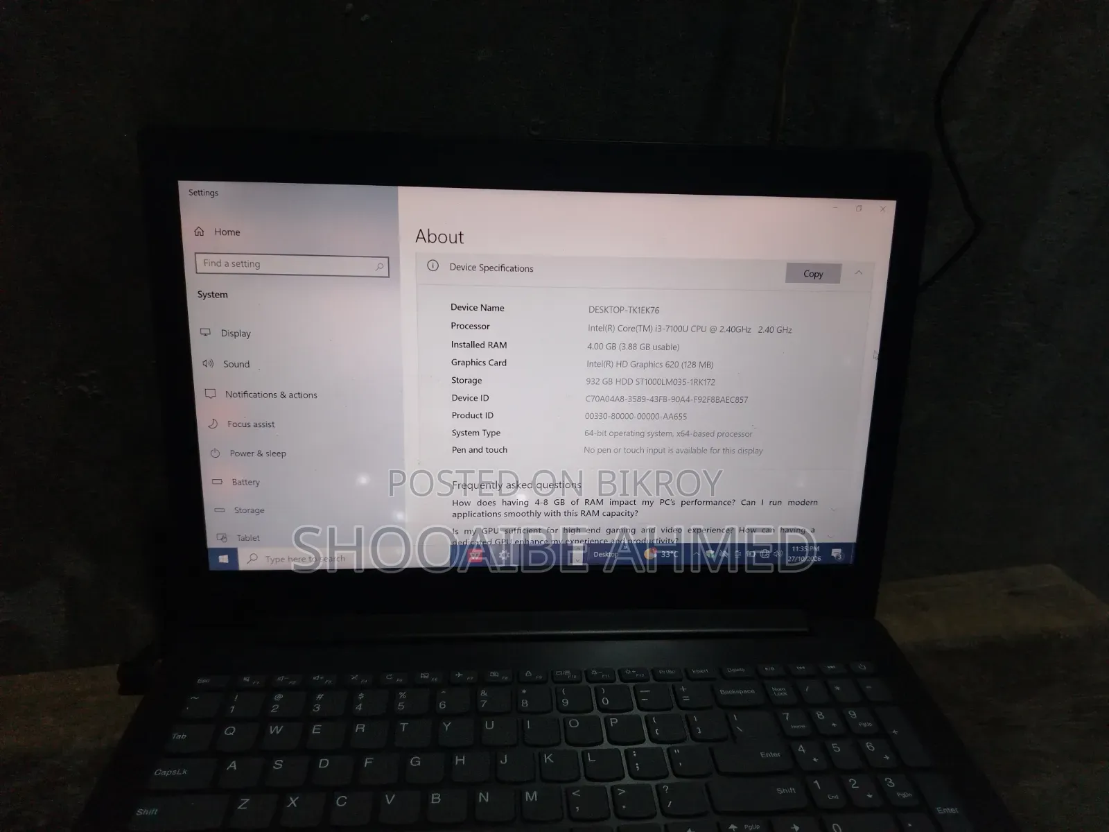 Laptop Lenovo Ideapad 3 4GB Intel Core i3 HDD 1TB