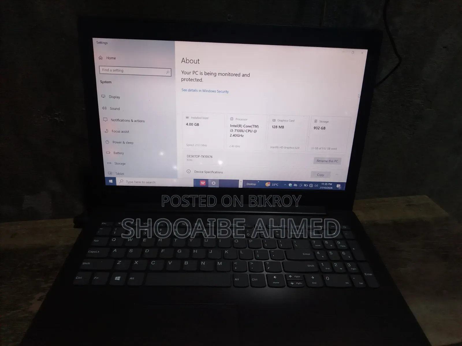 Laptop Lenovo Ideapad 3 4GB Intel Core i3 HDD 1TB