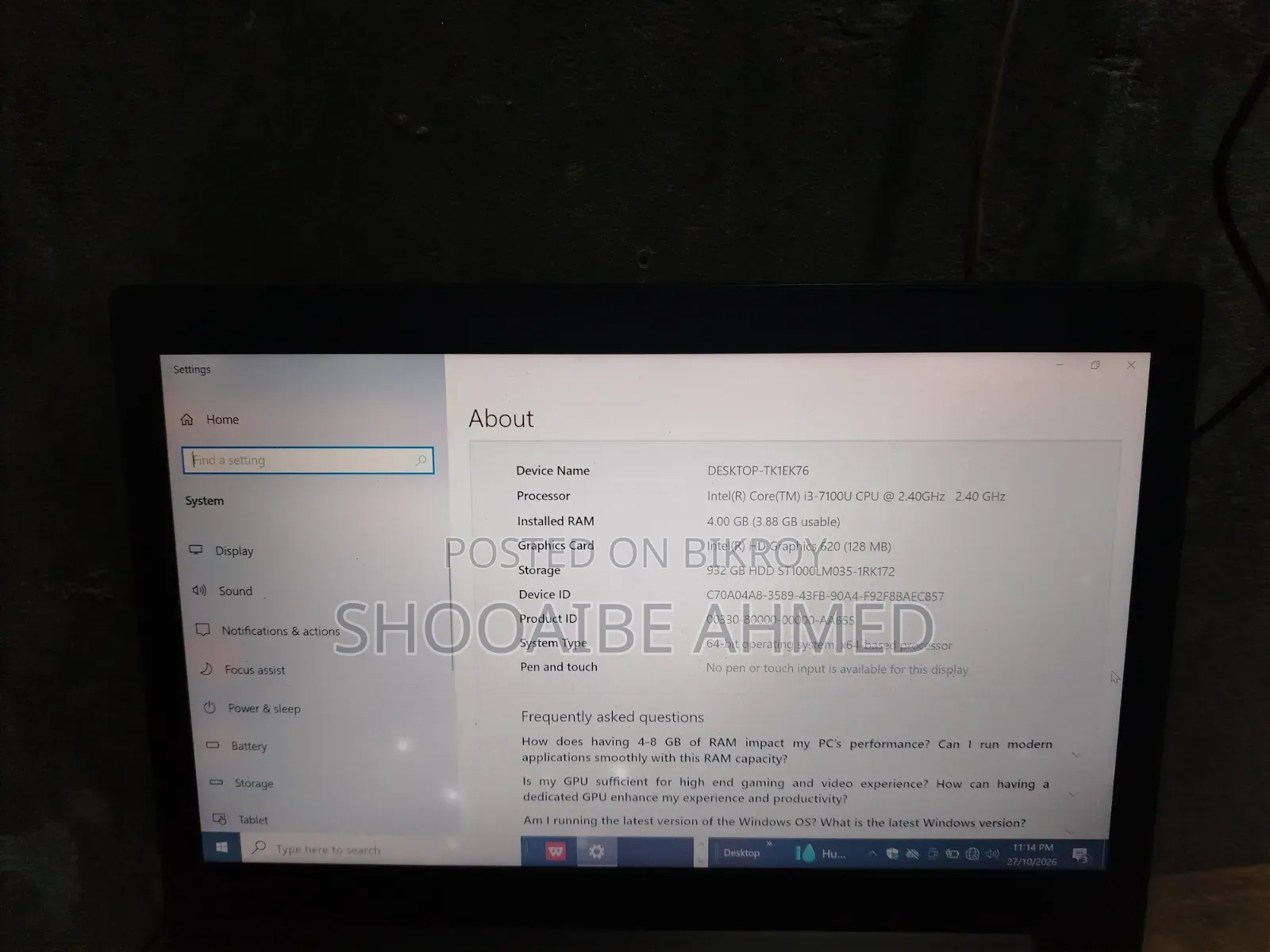 Laptop Lenovo Ideapad 3 4GB Intel Core i3 HDD 1T