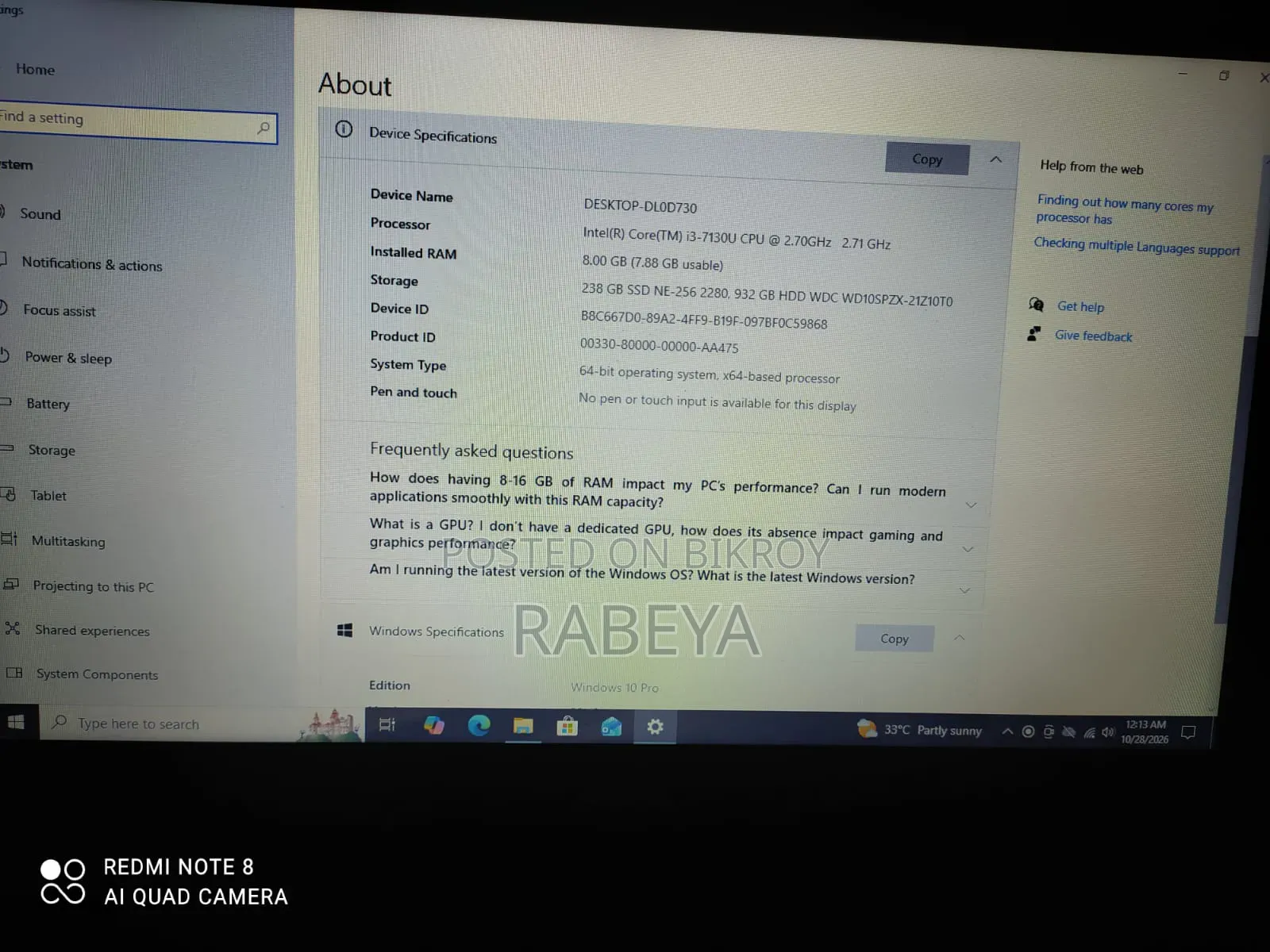Laptop Acer Aspire 1 8GB Intel Core i3 SSD 128GB