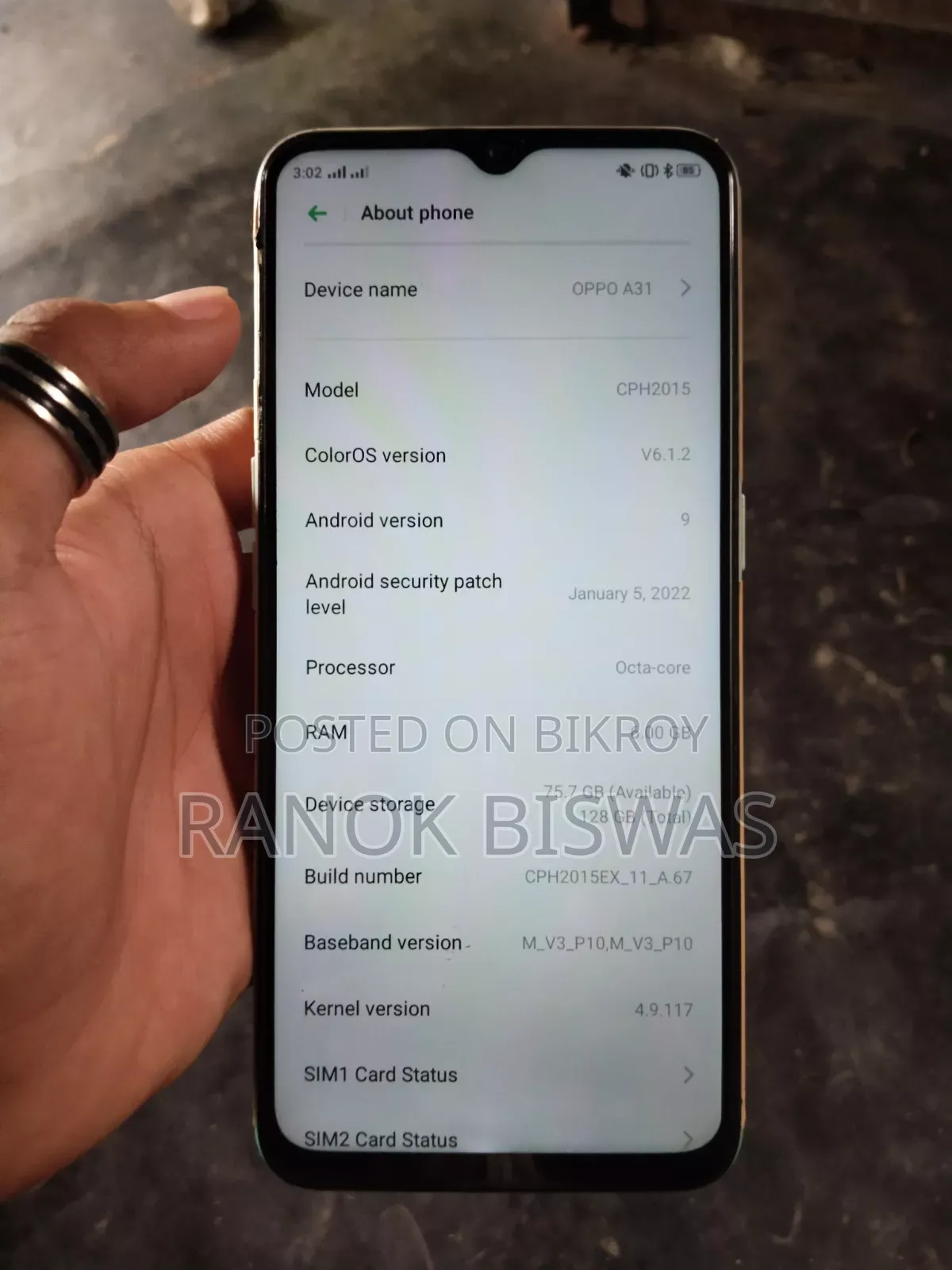 অপ্পো এ৩১ ১২৮ জিবি