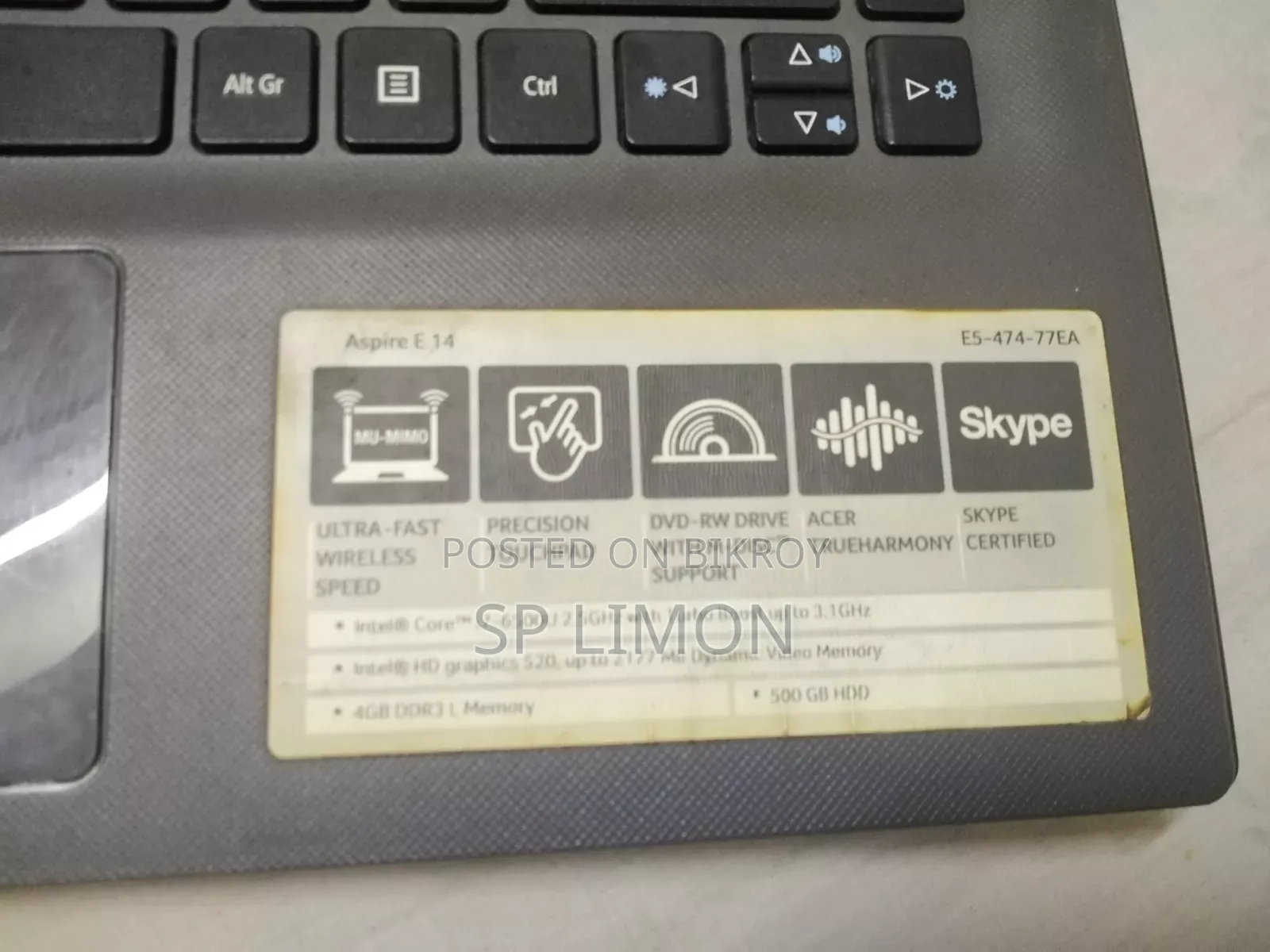 Laptop Acer Aspire 14 4GB Intel Core i7 HDD+SSD 500GB