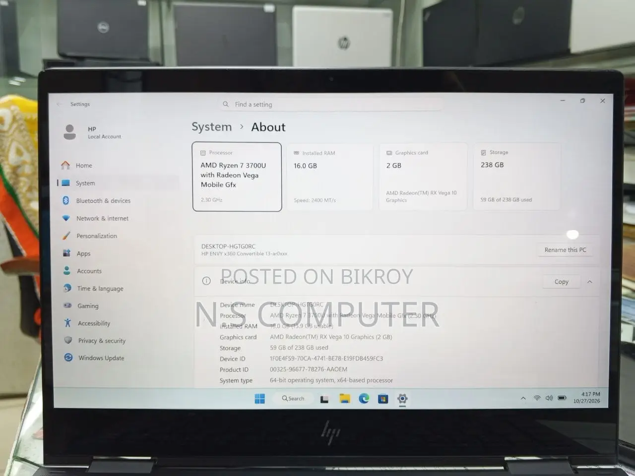Laptop HP Envy 13t 16GB AMD Ryzen 7 SSD 512GB