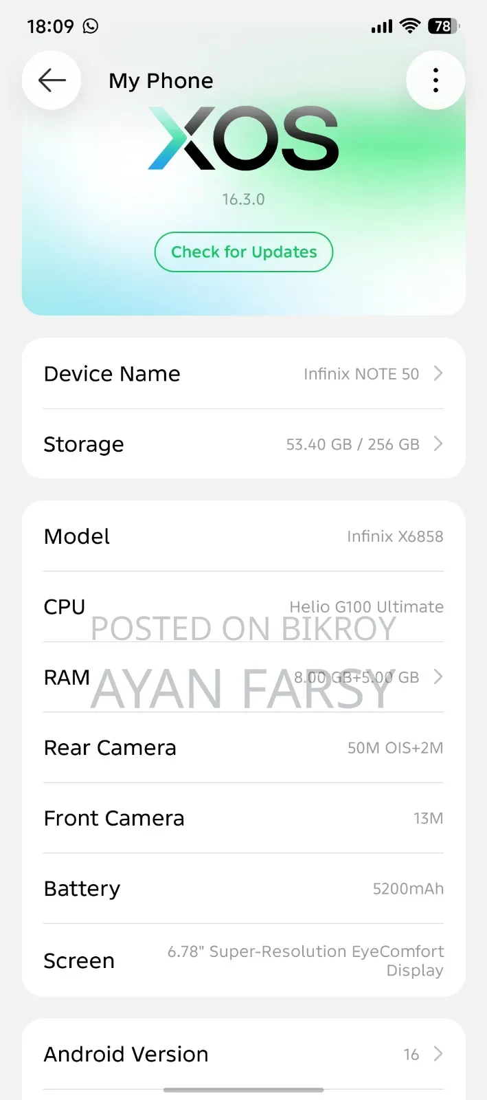 Infinix Note 50 4G 256 GB Black