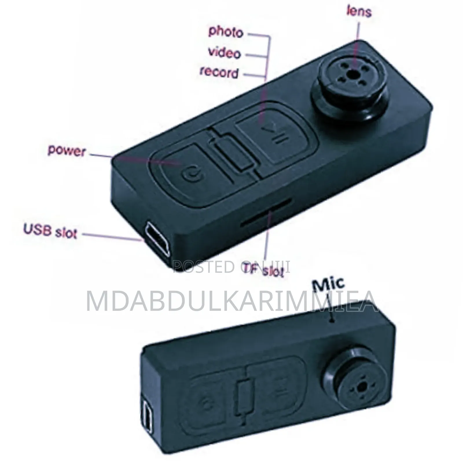 Spy Camera Wired HD Audio and Video Recorder 720p Hidden