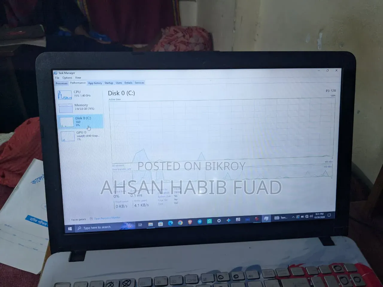 Laptop Asus Vivobook 15 4GB Intel Celeron SSD 128GB