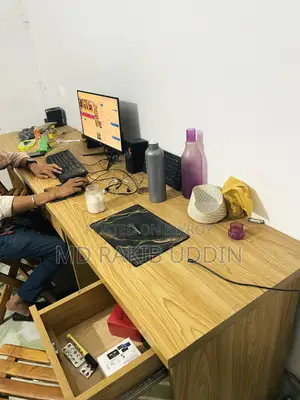 2 office desks with 6 seats are for sale.
