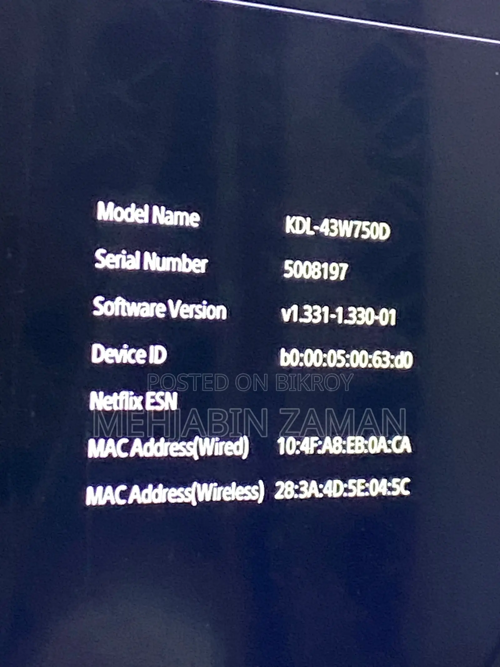Sony Bravia 43 Inch Smart LED TV KDL-43W750D