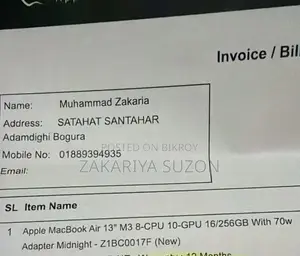 Laptop Apple MacBook Air 16GB Apple M3 SSD 256GB