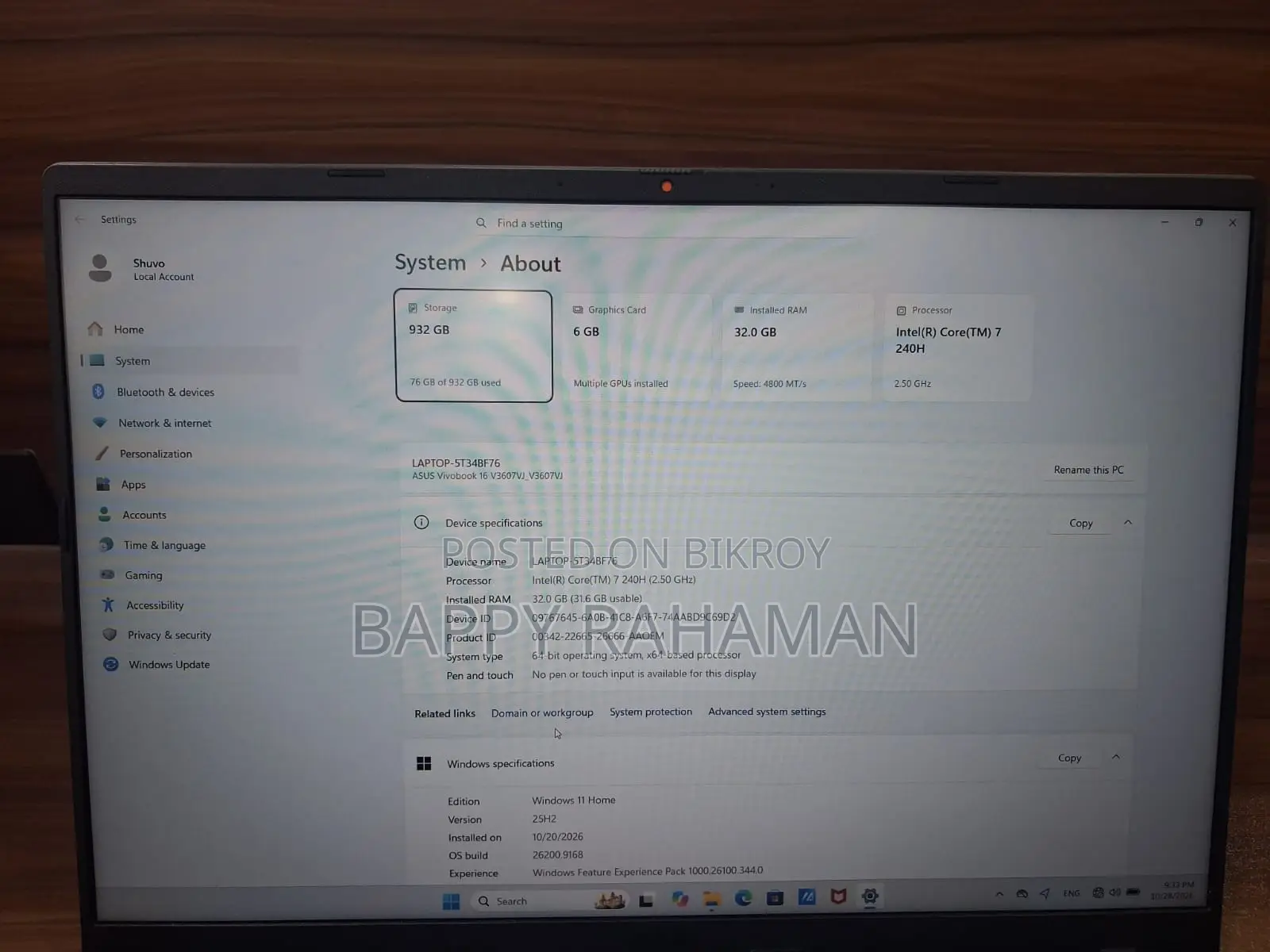 Laptop Asus Vivobook 15 32GB Intel Core i7 SSD 1T