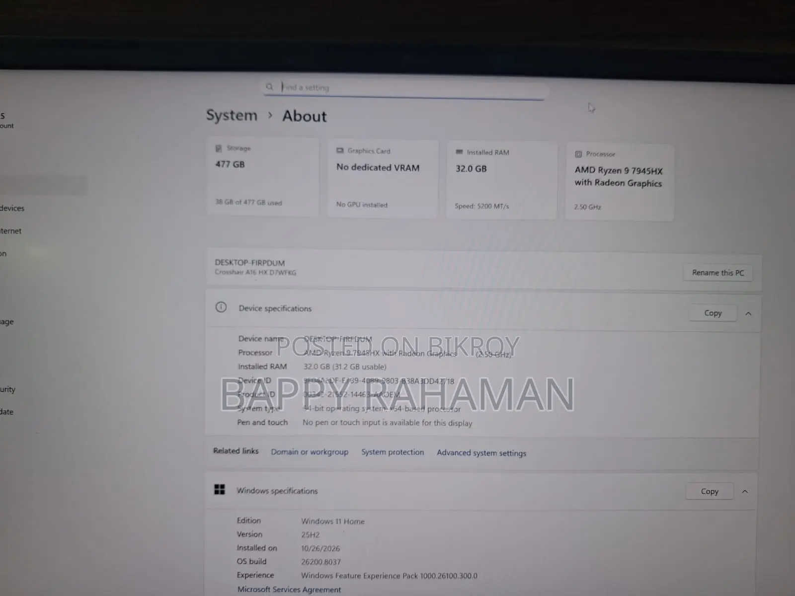 New Laptop MSI Crosshair 17 1GB AMD Ryzen 5 SSHD (Hybrid) 1T