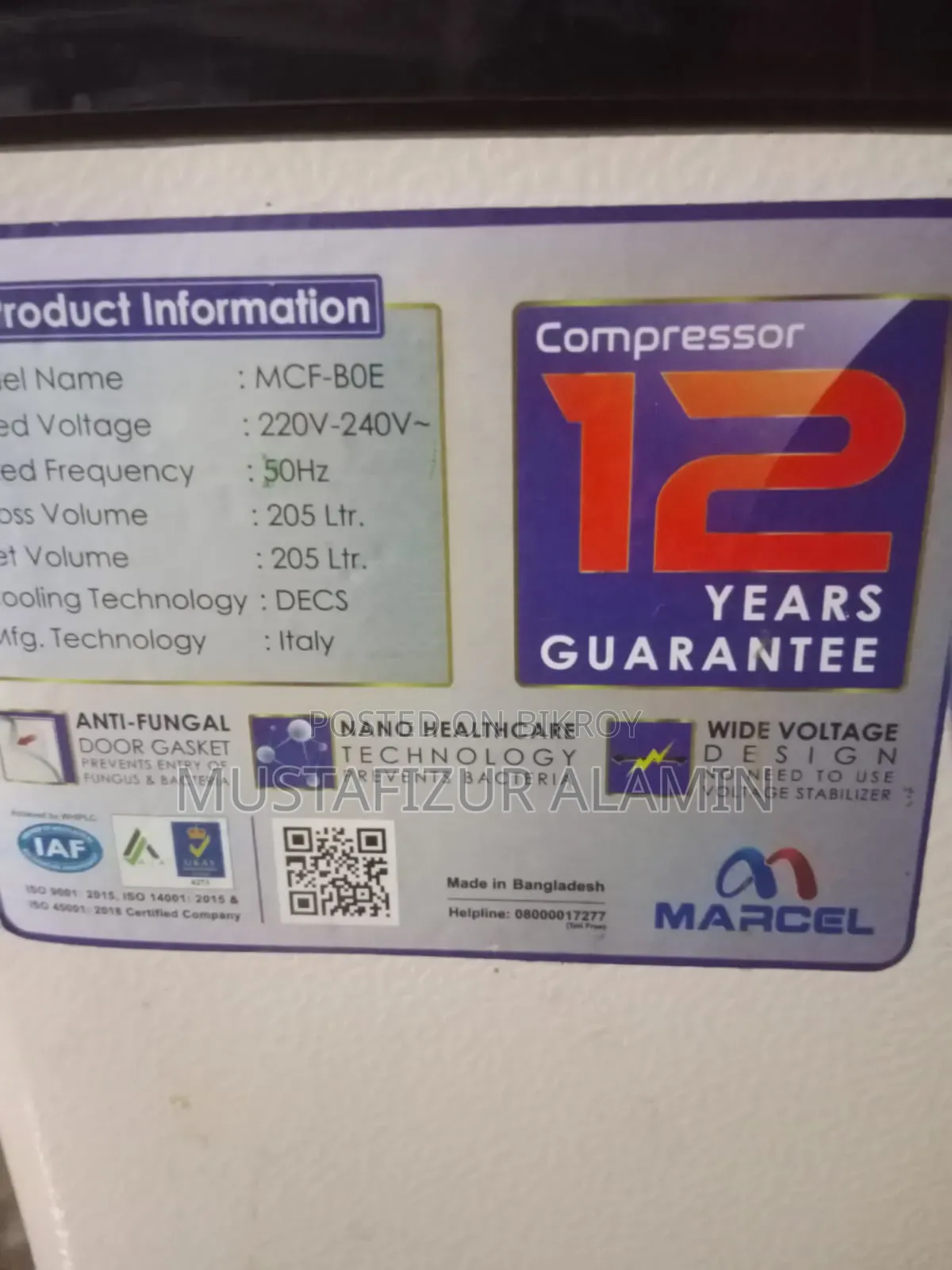 Deep freezer used for one year