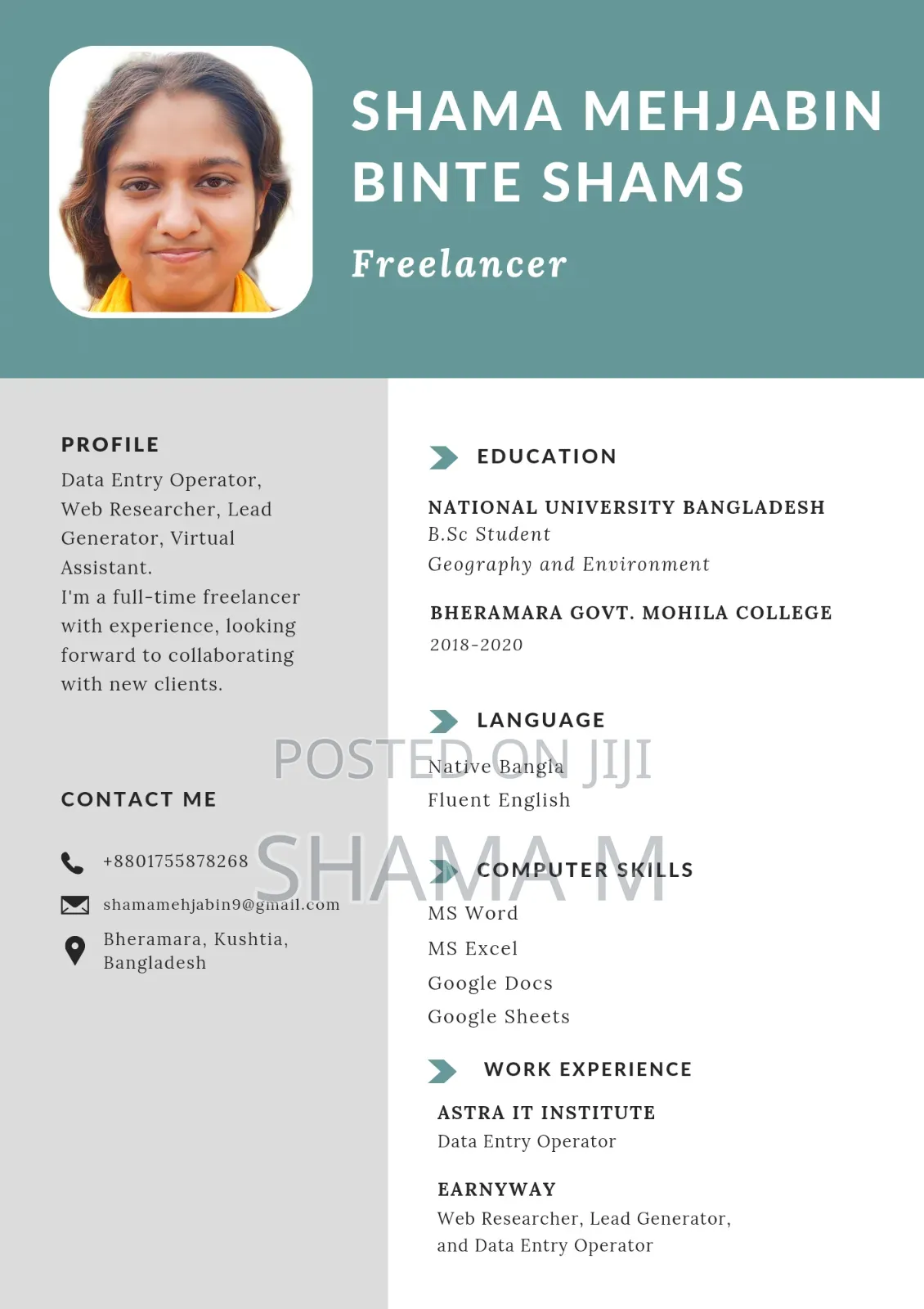 Data Entry, Lead Generation, Web Research, Virtual Assistant