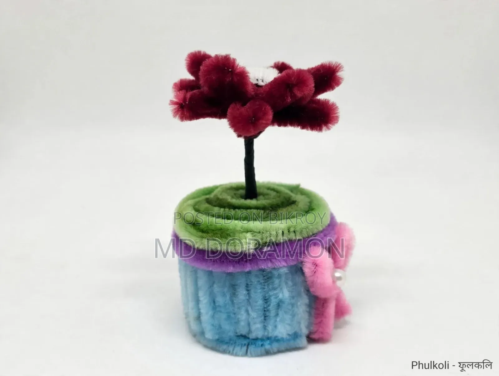 Handmade Flower Pot - Pipe Cleaner Flower - ফুলকলি